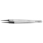 Excelta 179A-RT ★★★★ ESD-Safe Neverust® Stainless Steel Tweezers with Finger Grips & Replaceable Copolymer, Straight, Pointed Tips