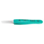 Excelta 2A-SA-ET ★★★ ESD-Safe Tapered Neverust® Stainless Steel Tweezer with Ergo-Tweeze® Cushioned Grips & Straight Tapered Flat Tips 