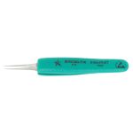 Excelta 5-SA-PI-ET ★★ESD-Safe Tapered Stainless Steel Tweezer with Ergo-Tweeze® Cushioned Grips & Straight, Pointed Extra Fine Tips