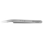 Excelta 5A-SA-AM TealShield™ ★★★★ 10° Offset Tapered Antimicrobial Neverust® Stainless Steel Tweezers with Ultra Fine, Pointed Tips