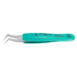 Excelta 6-SA-ET ★★★ ESD-Safe Stainless Steel Tweezer with Ergo-Tweeze® Handle & 70° Angled, Flat Sharp, Pointed Tips