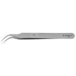 Excelta 7-PI Two-Star Tapered Carbon Steel Tweezer with Curved, Very Fine Tips