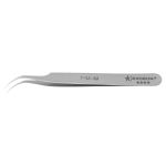 Excelta 7-SA-AM TealShield™ ★★★★ Tapered Antimicrobial Neverust® Stainless Steel Tweezers with 45° Curved, Very Fine, Precision Pointed Tips