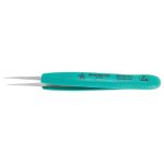 Excelta SS-SA-ET ★★★ ESD-Safe Neverust® Stainless Steel Tweezer with Ergo-Tweeze® Handle & Straight, Long, Slender, Fine Pointed Tips