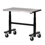 Gibo/Kodama ECX4-4024FB-2R 24" x 40" Ergo Lift Rechargeable Powered ESD Workbench with Stainless Steel Work Surface & Black Frame