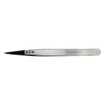 ESD-Safe Stainless Steel Tweezer with Replaceable Straight, Strong, Extra-Fine, Pointed Carbon Fiber Tips