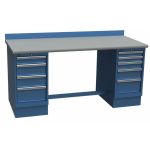 Lista XSTB113-72PT 30" x 72" Technical Workstation with Laminate Work Surface & Dual Drawer Banks Bright Blue