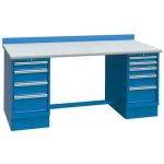 Lista XSTB115-72SD 30" x 72" Technical Workstation with Static Dissipative Laminate Work Surface & Dual Drawer Banks Bright Blue