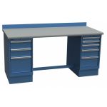 Lista XSTB123-72PT 30" x 72" Technical Workstation with Laminate Work Surface & Dual Drawer Banks Bright Blue