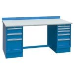 Lista XSTB124-60SD 30" x 60" Technical Workstation with Static Dissipative Laminate Work Surface & Dual Drawer Banks Bright Blue
