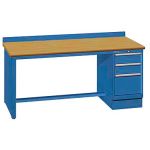 Lista XSTB22-72BT 30" x 72" Technical Workstation with Butcher Block Work Surface & Single Drawer Bank Bright Blue