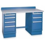 Lista XSTB43-72PT 30" x 72" Technical Workstation with Laminate Work Surface & Dual Drawer Banks Bright Blue