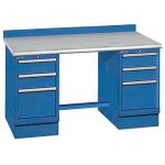 Lista XSTB53-72PT 30" x 72" Technical Workstation with Laminate Work Surface & Dual Drawer Banks Bright Blue