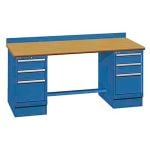 Lista XSTB52-72BT 30" x 72" Technical Workstation with Butcher Block Work Surface & Dual Drawer Banks Bright Blue