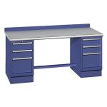 Lista XSTB55-72SD 30" x 72" Technical Workstation with Static Dissipative Laminate Work Surface & Dual Drawer Banks Bright Blue