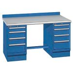 Lista XSTB63-72PT 30" x 72" Technical Workstation with Laminate Work Surface & Dual Drawer Banks Bright Blue
