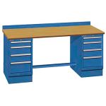 Lista XSTB60-60BT 30" x 60" Technical Workstation with Butcher Block Work Surface & Dual Drawer Banks Bright Blue
