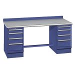 Lista XSTB64-60SD 30" x 60" Technical Workstation with Static Dissipative Laminate Work Surface & Dual Drawer Banks Bright Blue