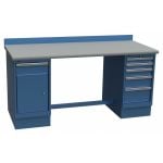 Lista XSTB93-72PT 30" x 72" Technical Workstation with Laminate Work Surface, Cabinet Base & Drawer Bank Bright Blue