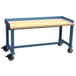 Lista XSWB00-60BT 30" x 60" Industrial Bench with Butcher Block Work Surface & Casters Bright Blue