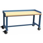 Lista XSWB02-72BT 30" x 72" Industrial Bench with Butcher Block Work Surface & Casters Bright Blue