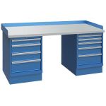 Lista XSWB103-72PT 30" x 72" Industrial Workstation with Laminate Work Surface & Dual Drawer Banks Bright Blue