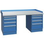 Lista XSWB113-72PT 30" x 72" Industrial Workstation with Laminate Work Surface & Dual Drawer Banks Bright Blue