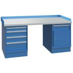 Lista XSWB123-72PT 30" x 72" Industrial Workstation with Laminate Work Surface, Cabinet Base & Drawer Bank Bright Blue