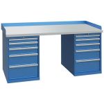 Lista XSWB143-72PT 30" x 72" Industrial Workstation with Laminate Work Surface & Dual Drawer Banks Bright Blue