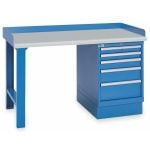 Lista XSWB23-72PT 30" x 72" Industrial Workstation with Laminate Work Surface & Single Drawer Bank Bright Blue