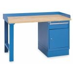 Lista XSWB30-60BT 30" x 60" Industrial Workstation with Butcher Block Work Surface & Single Cabinet Base Bright Blue