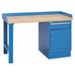 Lista XSWB32-72BT 30" x 72" Industrial Workstation with Butcher Block Work Surface & Single Cabinet Base Bright Blue
