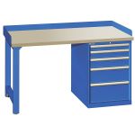 Lista XSWB43-72PT 30" x 72" Industrial Workstation with Laminate Work Surface & Single Drawer Bank Bright Blue