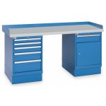 Lista XSWB53-72PT 30" x 72" Industrial Workstation with Laminate Work Surface, Cabinet Base & Drawer Bank Bright Blue