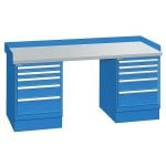 Lista XSWB63-72PT 30" x 72" Industrial Workstation with Laminate Work Surface & Dual Drawer Banks Bright Blue