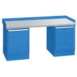 Lista XSWB73-72PT 30" x 72" Industrial Workstation with Laminate Work Surface & Dual Cabinet Base Bright Blue