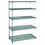 24" x 24" x 74" Metroseal® Green Wire Shelving Add-On with 5 Super Adjustable™ Wire Shelves