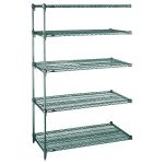 21" x 36" x 74" Metroseal® Green Wire Shelving Add-On with 5 Super Erecta® Wire Shelves