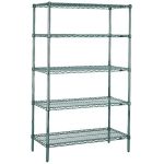 18" x 72" x 74" Metroseal® Green Wire Shelving Unit with 5 Super Erecta® Wire Shelves