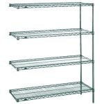 18" x 48" x 63" Metroseal® Green Wire Shelving Add-On with 4 Super Erecta® Wire Shelves