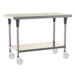 Metro TableWorx™ Mobile-Ready Stainless Steel Work Table with Type 304 Work Surface, Shelf Base & Metroseal Gray Epoxy Coated Legs