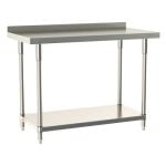 Metro TableWorx™ Stainless Steel Work Table with Type 304 Work Surface with Backsplash, Shelf Base & Legs
