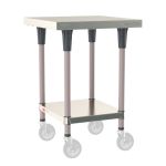 Metro TWM2424FS-304-K 24" x 24" TableWorx™ Mobile-Ready Stainless Steel Work Table with Type 304 Work Surface, Shelf Base & Metroseal Gray Epoxy Coated Legs