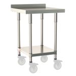 Metro TWM2424FS-304B-S 24" x 24" TableWorx™ Mobile-Ready Stainless Steel Work Table with Type 304 Work Surface with Backsplash, Shelf Base & Legs