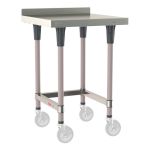 Metro TWM2424SU-304B-K 24" x 24" TableWorx™ Mobile-Ready Stainless Steel Work Table with Type 304 Work Surface with Backsplash, 3-Sided Frame & Metroseal Gray Epoxy Coated Legs