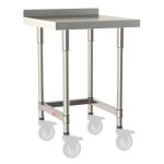Metro TWM2424SU-304B-S 24" x 24" TableWorx™ Mobile-Ready Stainless Steel Work Table with Type 304 Work Surface with Backsplash, 3-Sided Frame & Legs