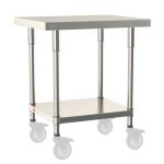 Metro TWM2430FS-304-S 24" x 30" TableWorx™ Mobile-Ready Stainless Steel Work Table with Type 304 Work Surface, Shelf Base & Legs