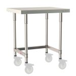 Metro TWM2430SU-304-S 24" x 30" TableWorx™ Mobile-Ready Stainless Steel Work Table with Type 304 Work Surface, 3-Sided Frame & Legs