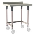Metro TWM2430SU-304B-K 24" x 30" TableWorx™ Mobile-Ready Stainless Steel Work Table with Type 304 Work Surface with Backsplash, 3-Sided Frame & Metroseal Gray Epoxy Coated Legs
