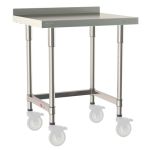Metro TWM2430SU-304B-S 24" x 30" TableWorx™ Mobile-Ready Stainless Steel Work Table with Type 304 Work Surface with Backsplash, 3-Sided Frame & Legs
